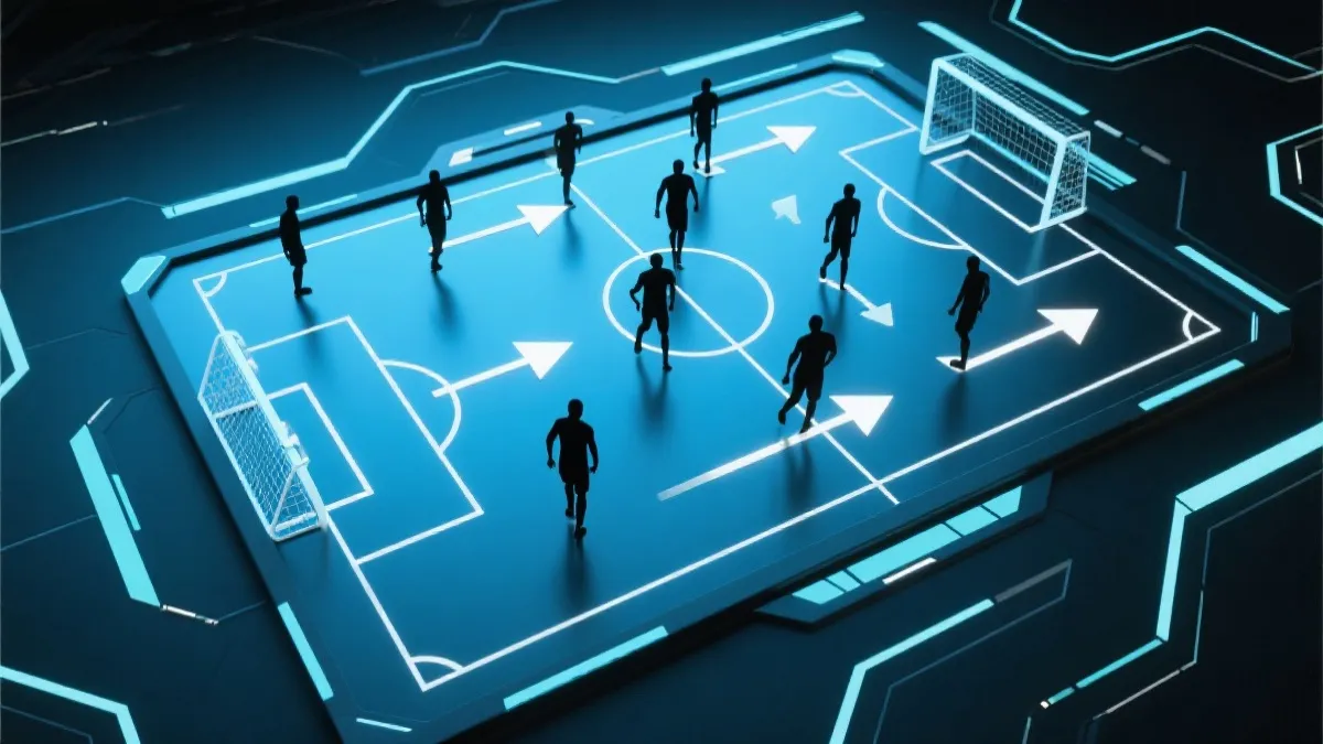 现代足球战术板与球员剪影，象征战术趋势与赛制变化