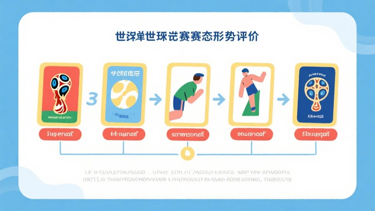 预选赛分析框架示意图：赛程密度、主客场、循环赛制、名额与附加赛路径